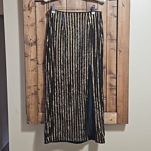 Shein Black Velvet Maxi Skirt Size M